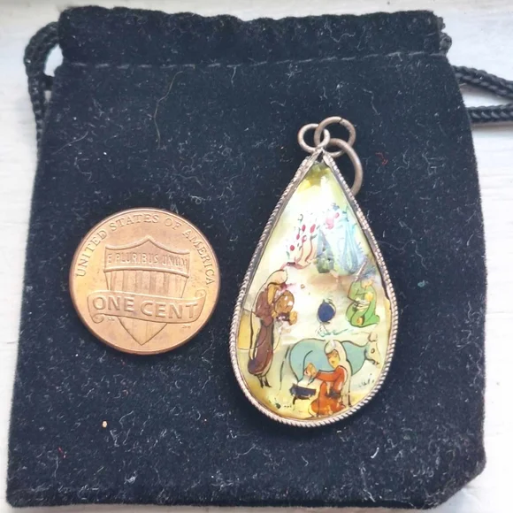 Antique  Hand Painted Persian Pendant - Picture 7 of 14